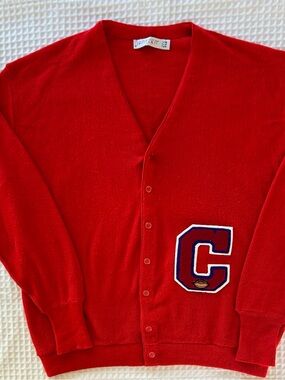 Vintage Preppy Cardigan Sweater Letterman Varsity Collegiate Academia 70s 80s